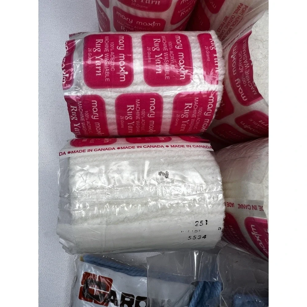 Mary Maxim Caron Pre-Cut Latch Hook Rug Yarn Large Bulk Lot Vintage Acrylic
